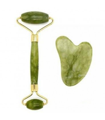 ماساژور جیدرولر سنگی همراه با سنگ گواشا Jade Roller