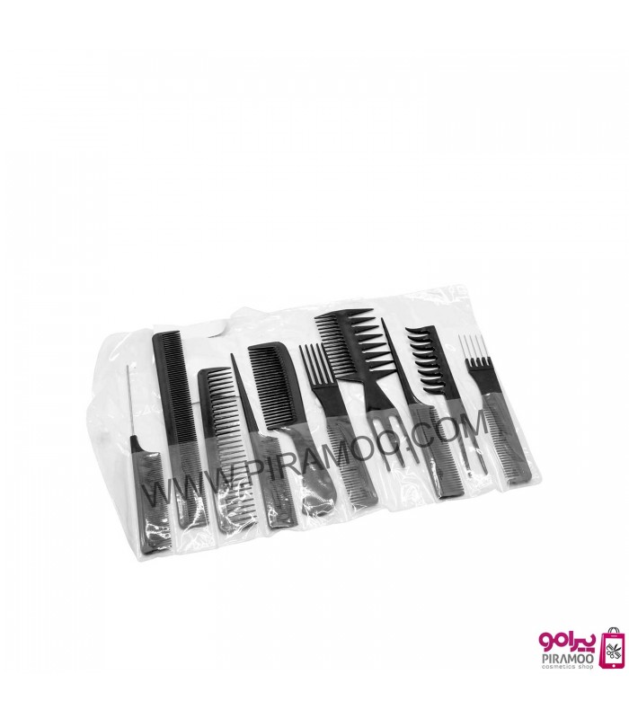 ست 10 عددی شانه آرایشگر همراه کیف نگهداری