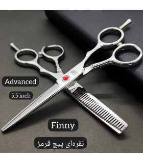 ست قیچی کات و پیتاژ نقره ای 6 اینچ فینی پیچ قرمز کد: PR-1509