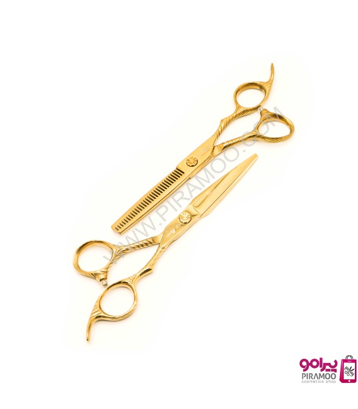 ست قیچی کات و پیتاژ 6 اینچ الکساندر پاور کات طلایی کد : M211N