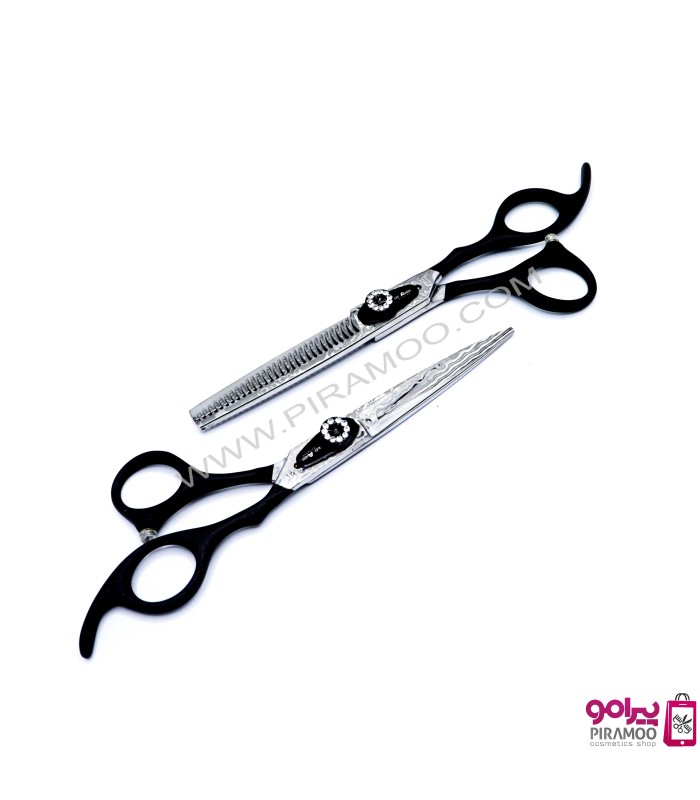 ست قیچی کات و پیتاژ 6 اینچ الکساندر شاین مشکی کد : M215NSB