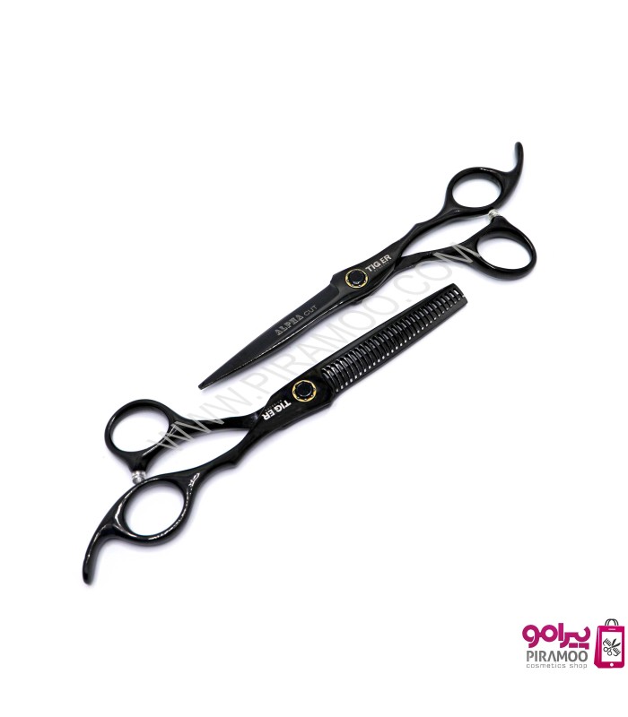 ست قیچی کات و پیتاژ 6 اینچ تایگر آلفا کات مشکی کد: M116NB