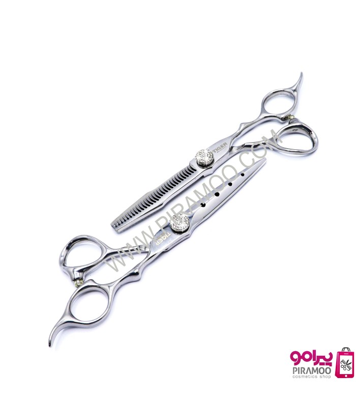 ست قیچی کات و پیتاژ 6 اینچ سفید مشکی تایگر مکس استایل کد : M114N